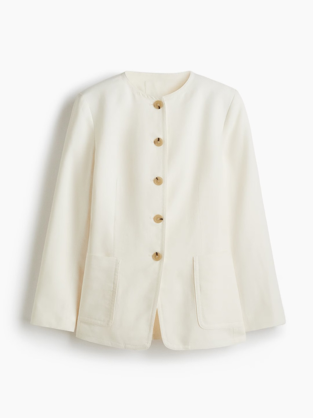 H&M Cream Collarless Button Jacket
